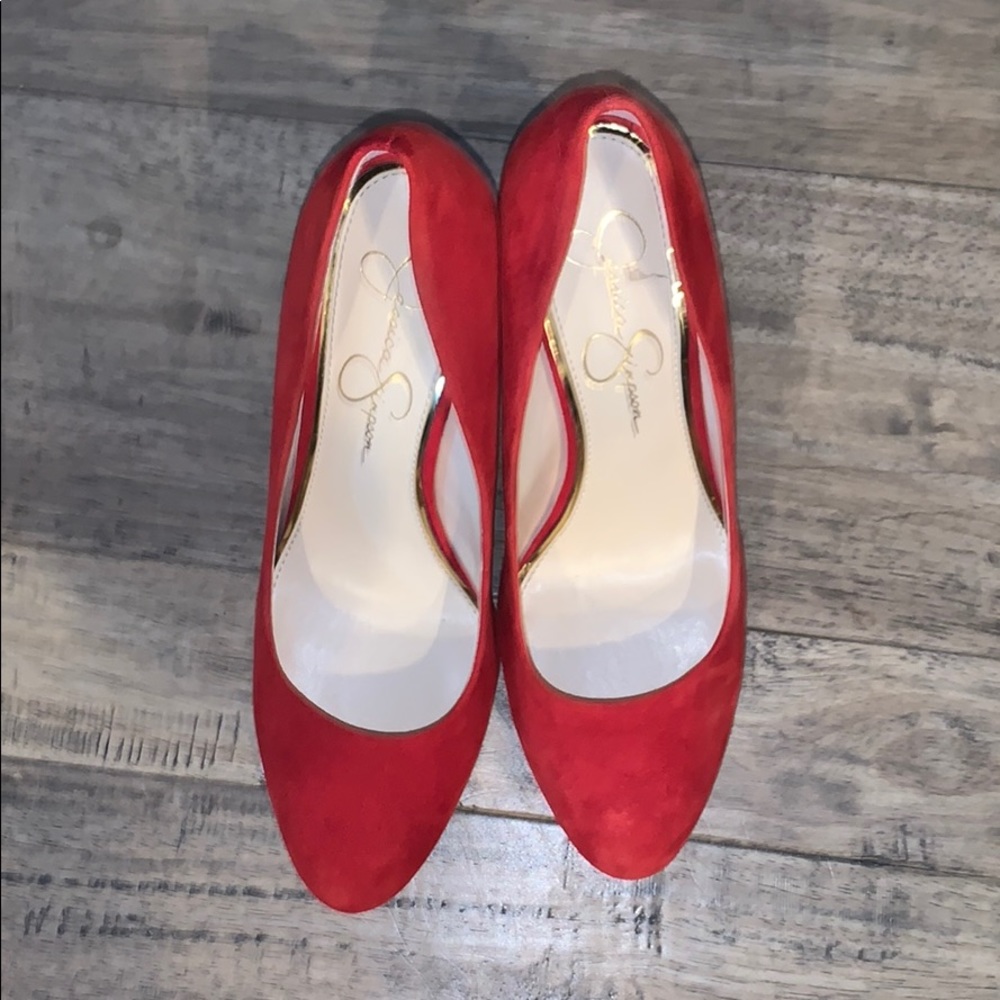 new jessica simpson red block heels